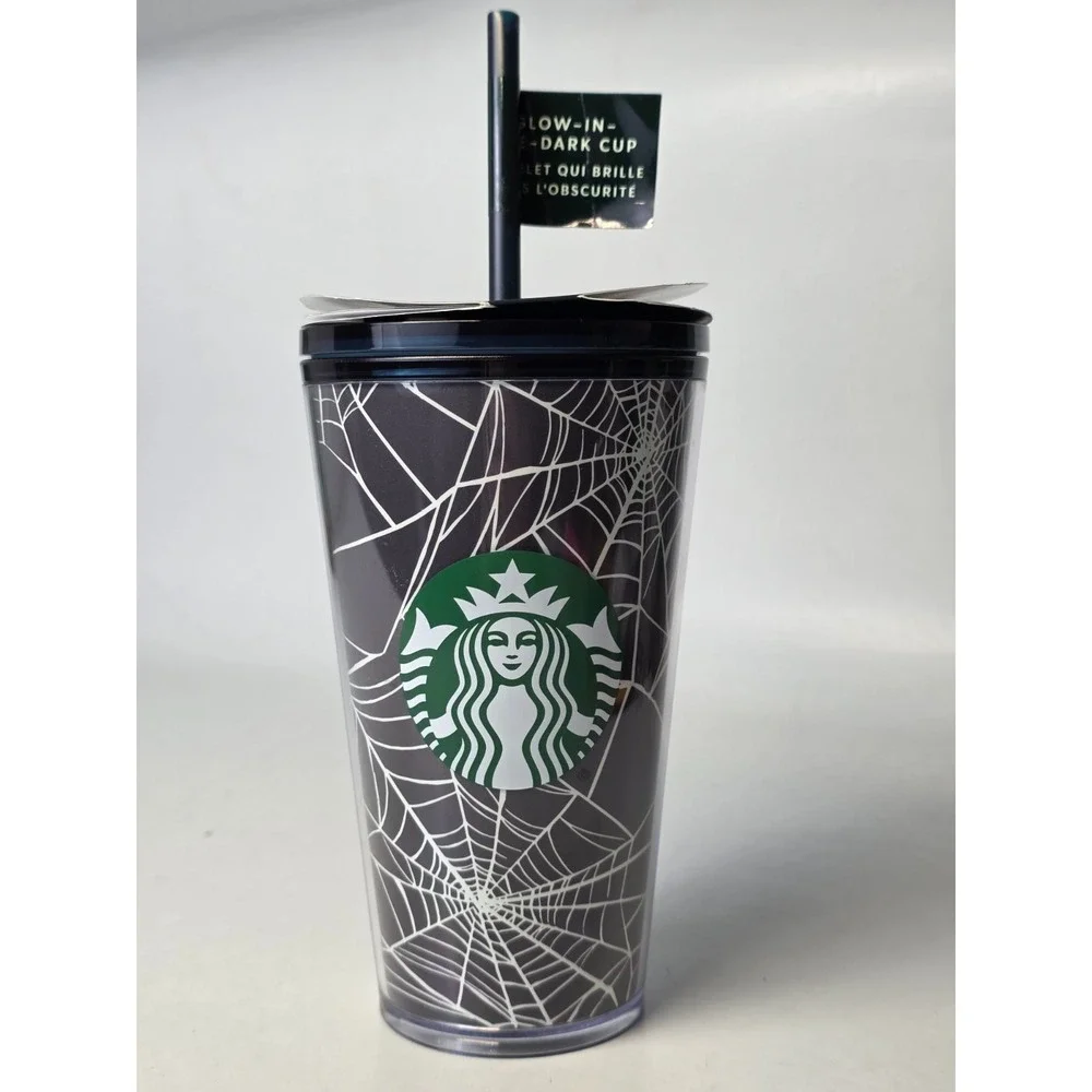 Starbucks Halloween 2021 Glow in the Dark Spider Web Cup 16oz Grande Tumbler New